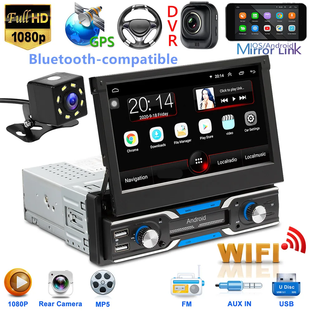 

Bluetooth-compatible Head Unit GPS Display Android 10.1 WiFi AUX Radio 9603S Retractable for Unique Parts Portable Car Ornaments