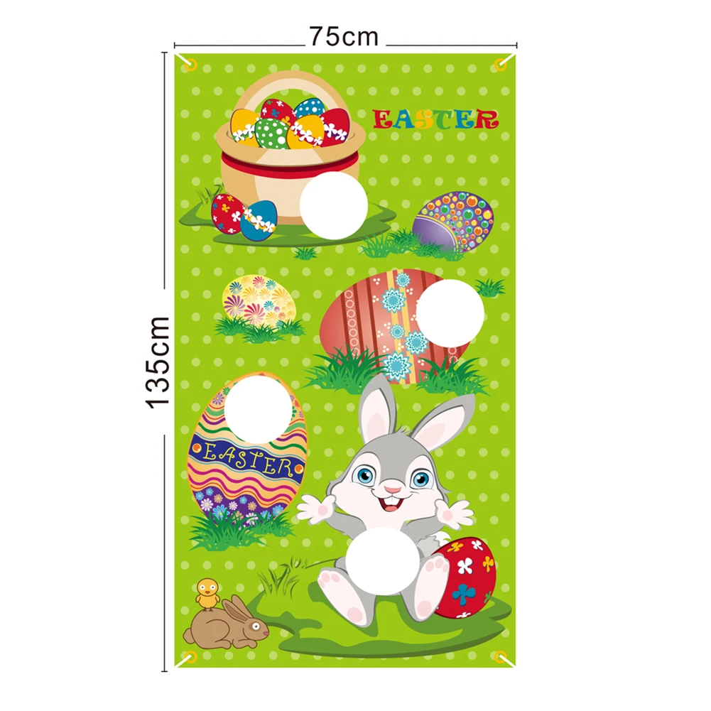 

Cute Bunny Egg Flag Throwing Sandbag Game Kids Toy Easter Party Decoration Throw Game Flag Outdoor sports toys