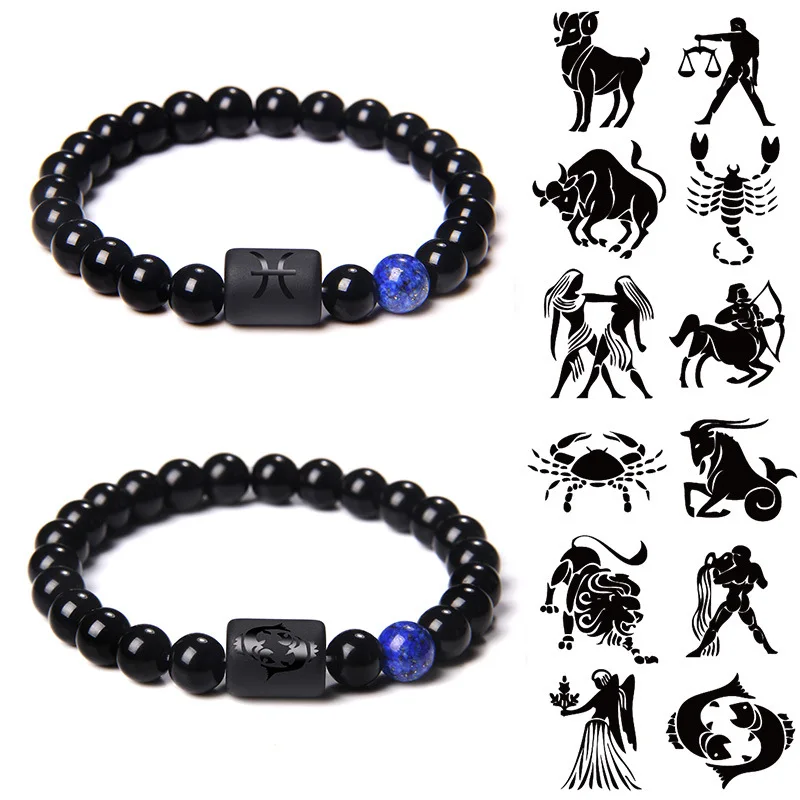 

12 Constellation Zodiac Sign Birthday Bracelet 8mm Chakra Stone Beads Budhha Friendship Bracelet Jewelry Women Men