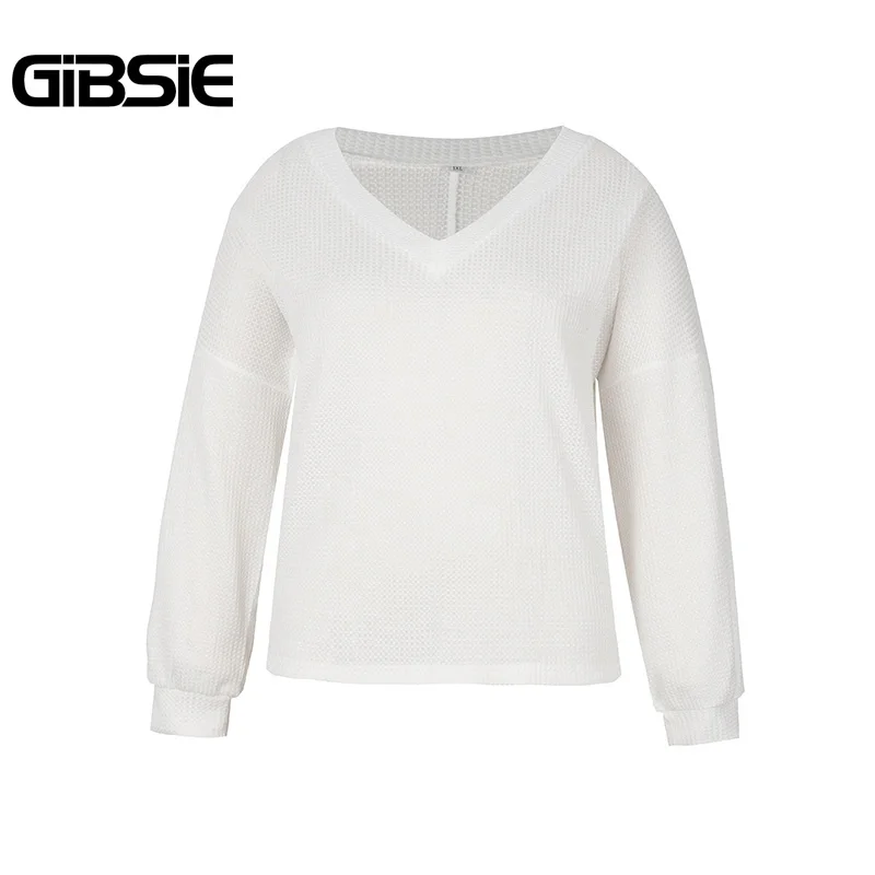 Женская трикотажная футболка GIBSIE повседневный белый пуловер с открытыми плечами