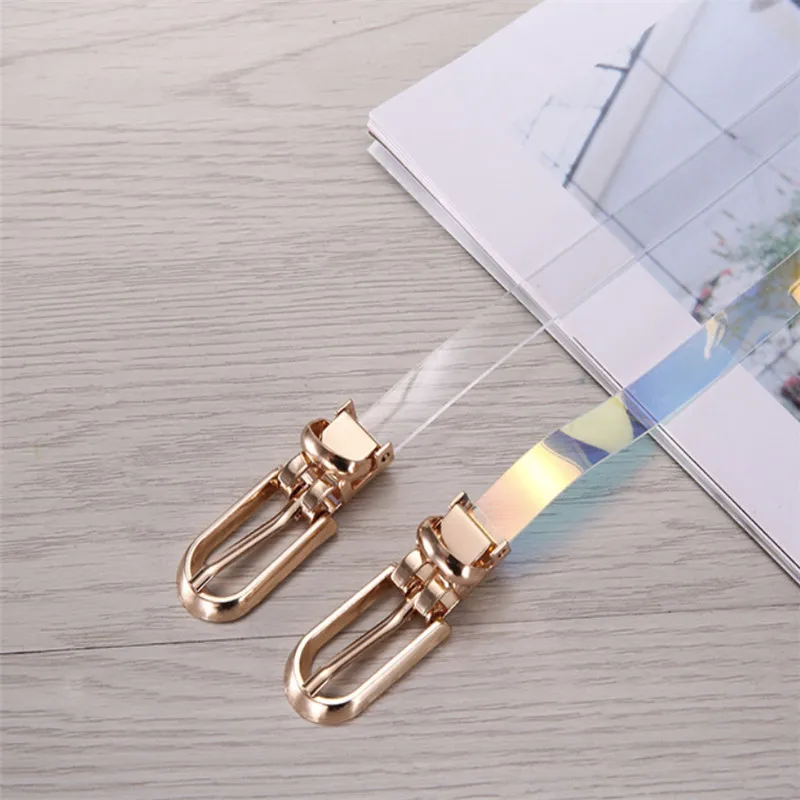 

1PC Transparent Women Laser Holographic Rainbow Clear Pin Buckle Wide Belt Waist Bands Strap Ladies Invisible Punk Waistband