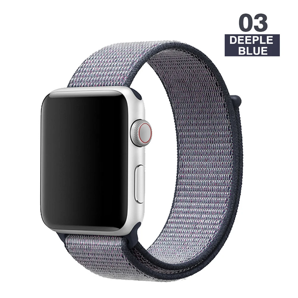 Deeple Blue Ремешок для наручных часов Apple Watch серии 3/2/1 38 мм 42 мм мягкий нейлон дышащий сменный ремешок Спортивные петли для наручных часов iwatch серии 4 5 40 мм 44 мм - Цвет ремешка: Deeple Blue
