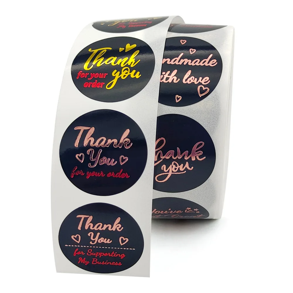 

500pcs Black Thank You Stickers Gold Foil Order Handmade Seal Labels for Small Business Box. Envelope Seals,Wrapping Decoration