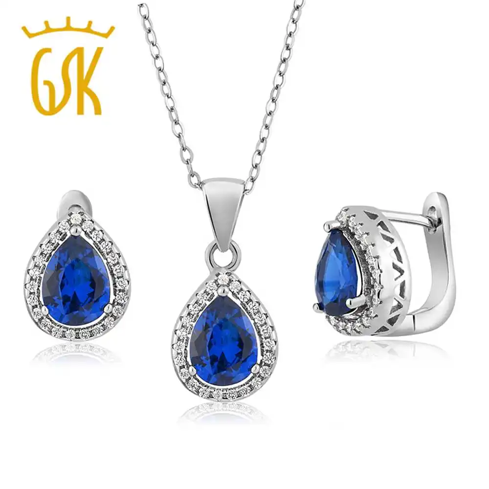 GemStoneKing серебро 925 пробы серьги с подвеской 6 50 карат в форме груши синий имитация