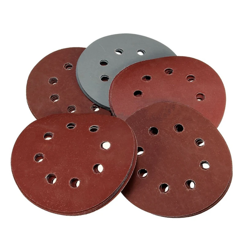 

50pcs/Set 5'' Grit 800 1000 1500 2000 3000 Sanding Discs Sandpaper Hook Loop Polishing Grinding Woodworking Metal Tools