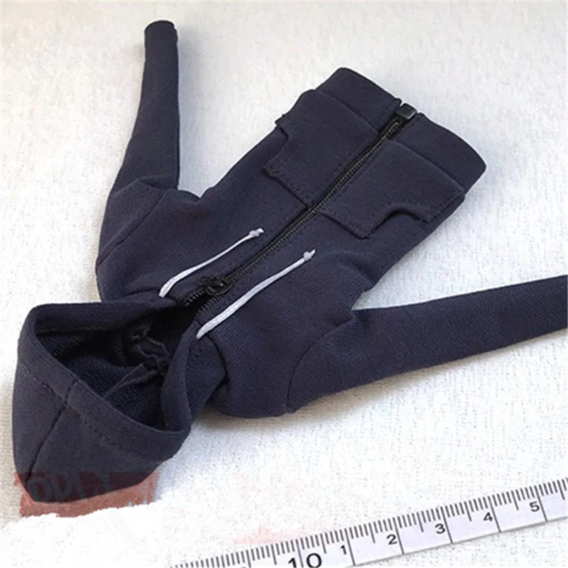 

1/6 Scale Woman Tops Stretch Slim Dark Blue with Zipper Hoodies Clothes for 12 Inch Female Action Figures Doll Model Toys