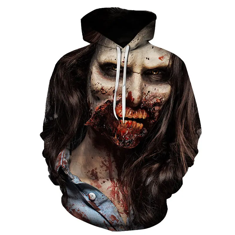 

2021 Autumn New 3D Printed Sweatshirt Tops Horror Hooded Sweatshirt Casual Men's Tops Hot Sale Clothes