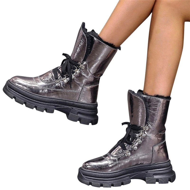 SAGACE женские зимние теплые сапоги с противоскользящей подошвой блестящая Модная