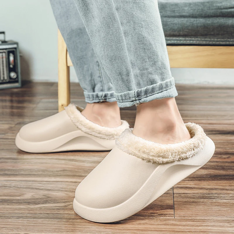 

Winter Men'S Cotton Slippers Warm Plush Soft Indoor Cotton Shoes Couple Slippers Non-Slip Zapatillas Casa Hombre