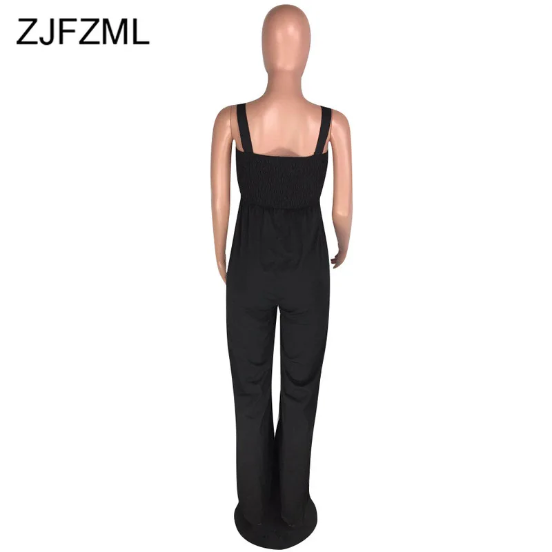 

Spaghetti Strap Sexy Wide Leg Jumpsuits for Women Backless Sleeveless Ruched Plus Size Rompers Causal Loose Long Party Overalls