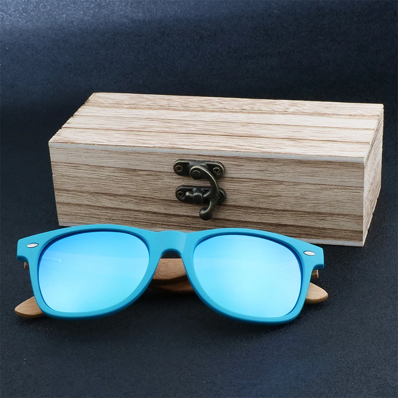 

Unisex Blue Frame Natural Bamboo Legs Sunglasses Sun Glasses Gafas De Sol Fashion Men And Women Polarized UV 400 Lentes