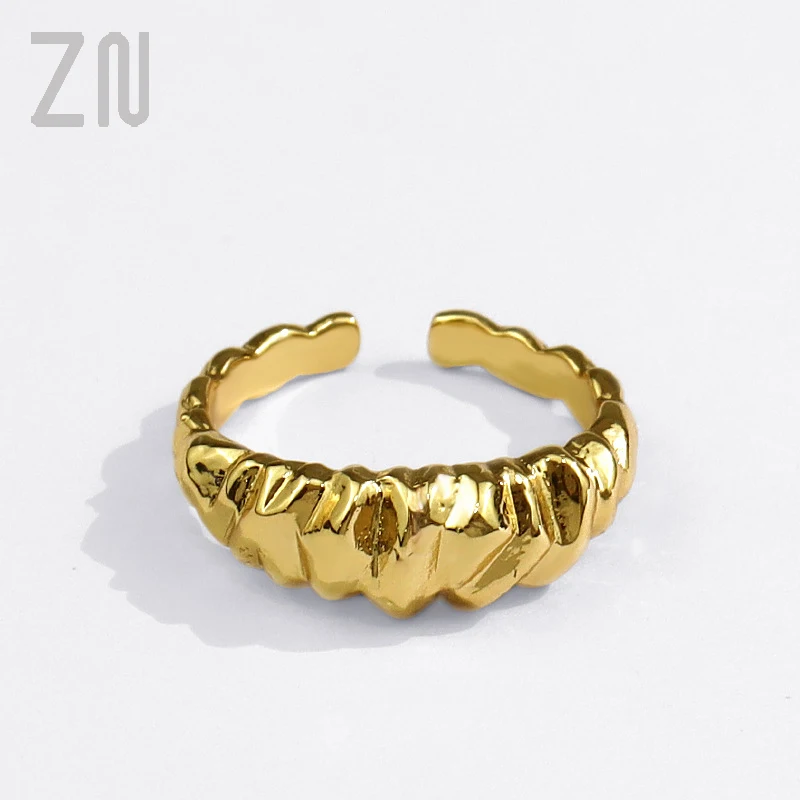 

ZN Minimalism Europe and America Ins Style Opening Ring Fashion Simple Jewelry Gift Women Irregular Texture Vintage Finger Rings
