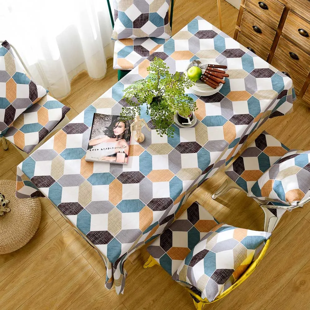 

Toalha de mesa decorativa de linho xadrez rômbica, grossa, à prova d'água, retangular, casamento, proteção para mesa de chá