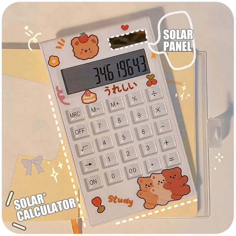 

Ins High-value Solar Calculator Girl Heart Pupils Portable Crystal Small Computer Kawaii Calculator for Students Teaching