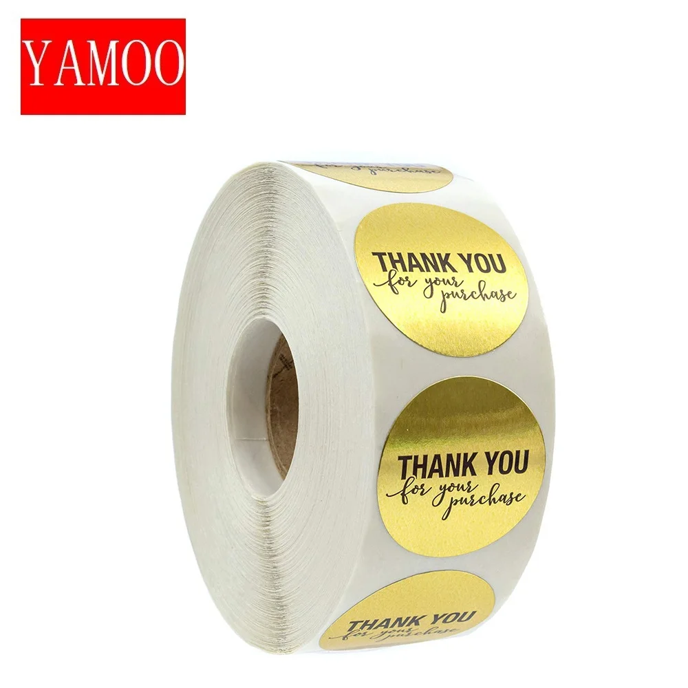 

Round Gold "THANK YOU for your purchase" Stickers seal labels stickers scrapbooking for Package stationery sticker