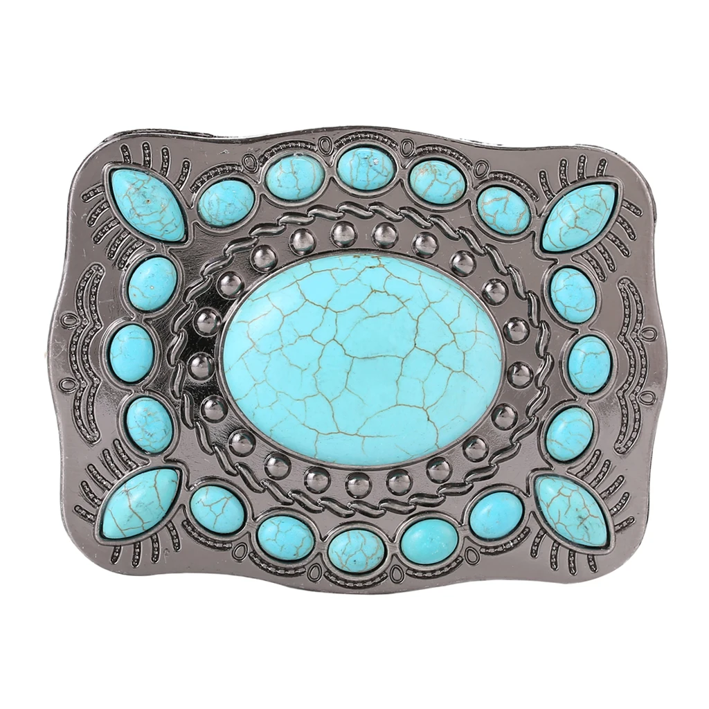 Мужская и женская пряжка для ремня в американском западном стиле с бирюзовым