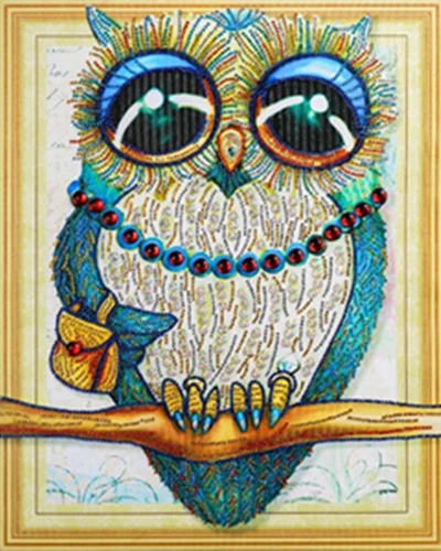 

Home Decro Owls Diamond Mosaic Animal Diy Diamond Embroidery Special Shape Rhinestone Picture Diamond Painting Kit 40x50