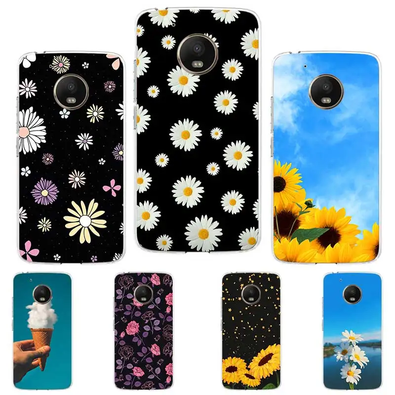 

Sunflower Flower Phone Shell For Moto G5 G5S G6 Play G7 Power Case For Motorola X4 E5 E6 Plus Cover G8 G9 Silicone Coque
