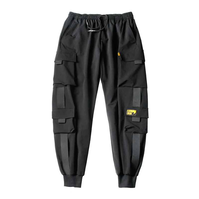 

11 BYBB'S DARK Streetwear Cargo Pant Men Fashion Pocket Ribbon Tactics Joggers Ankle-length Pants Sweatpants Male BB56