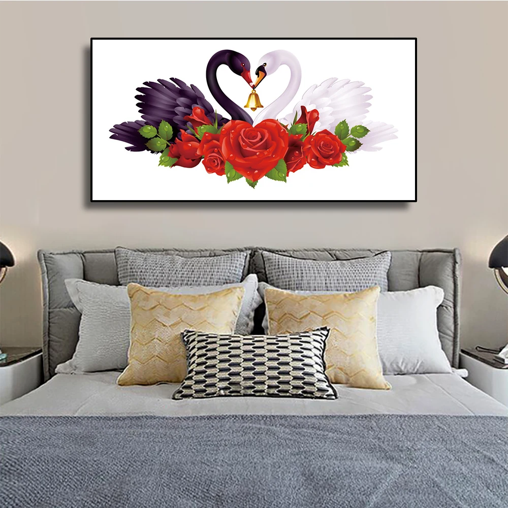 Абстрактный Романтический лебедь цветок холст для живописи Nordic Плакаты и печать