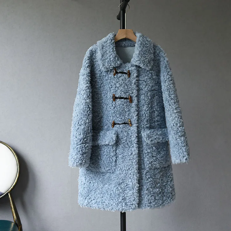 

Women 2020 Winter Genuine Wool Fur Coat Real Lambswool Fur Casual Jacket Female Natural Granular Sheep Shearing Outerwear A65