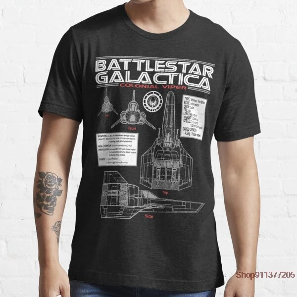 

BATTLESTAR GALACTICA-Camiseta de VIPER COLONIAL para hombres y mujeres, camisa de cuello redondo ajustada, ropa de c
