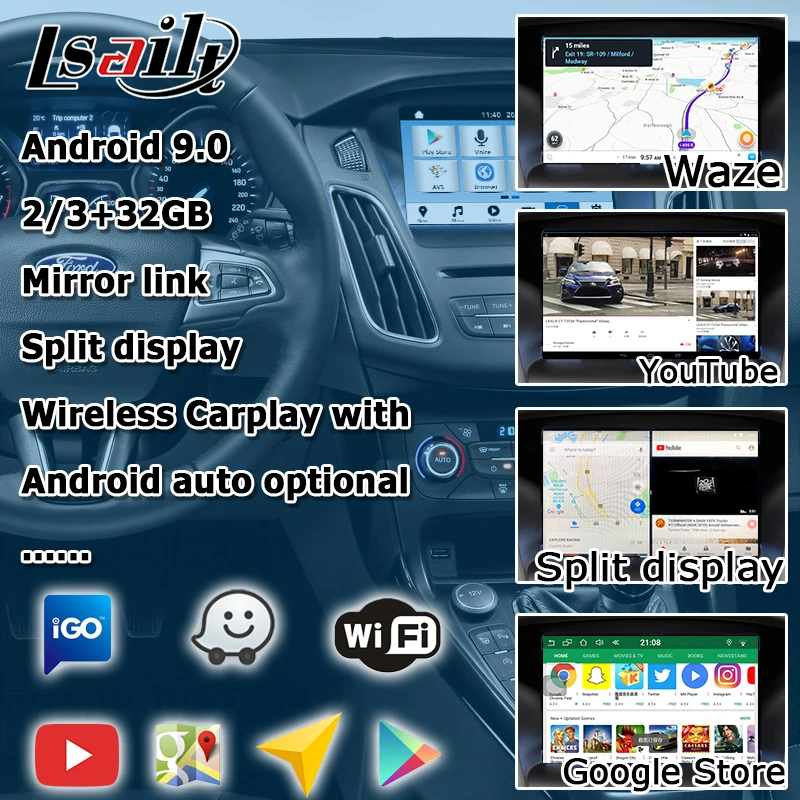 Интерфейсная коробка для Android / carplay Ford Focus Fiesta Kuga и т. Д. беспроводной интерфейсный
