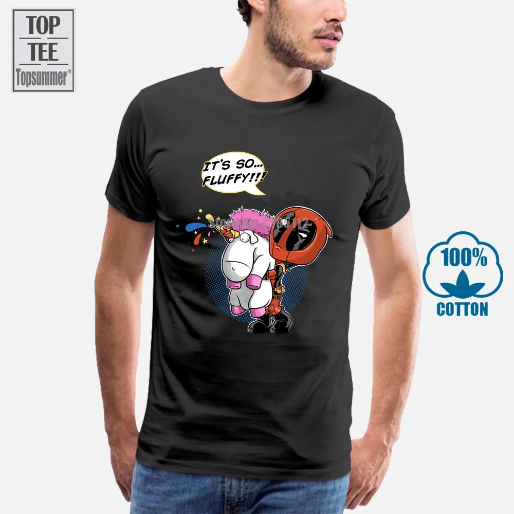 Новое поступление 2017 крутой Дэдпул он пушистый! Футболка мужская с коротким