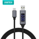 Кабель USB Type C CHOETECH для быстрой зарядки, 3 А, кабель для синхронизации данных с отображением напряжения и тока, кабель для Xiaomi Redmi Note 8, Samsung S9