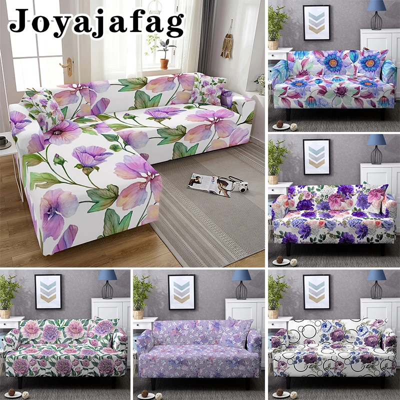 

Beautiful Flowers Print Sofa Covers 1/2/3/4 Seater For Living Room Sectional Couch Cover Washable Elastic L Shape Slipcover