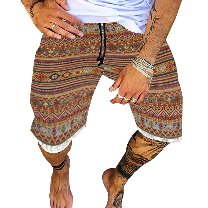 Brand Retro Beach Hawaiian Holiday Shorts Casual Short Pants Straight Loose Print Men Shorts Bottoms Elastic Waist Hot Pants