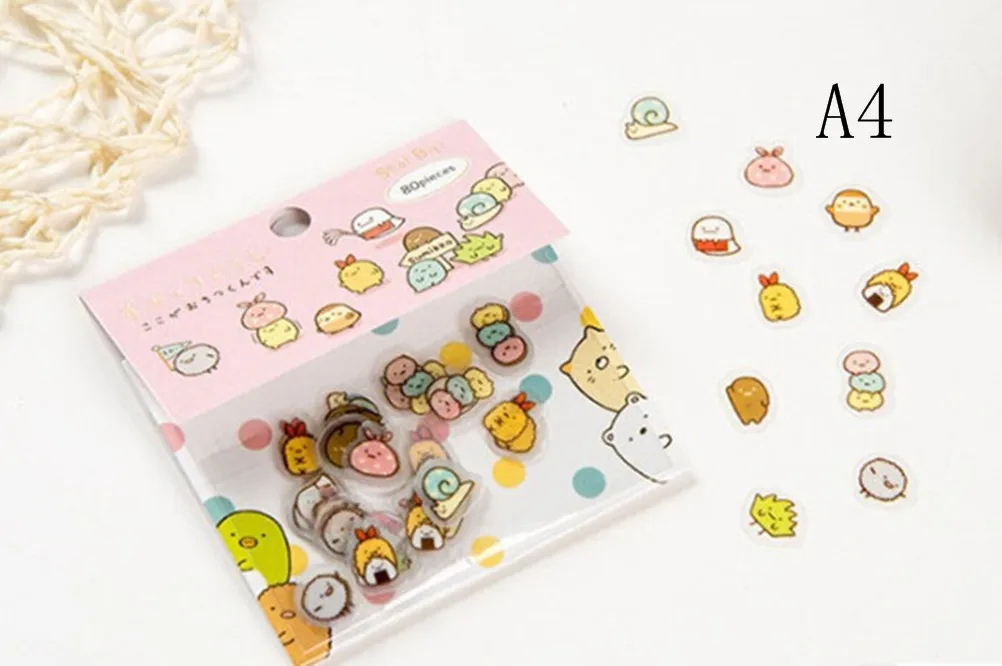 

80 pcs/lot(1 bag) DIY Cute Cartoon Kawaii PVC Stickers Lovely Cat Bear Sticker For Diary Decoration Note Sticker Flakes