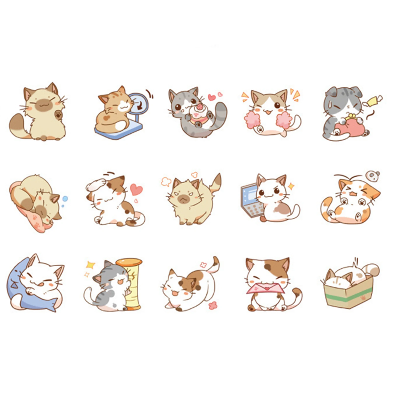 

Set of 45 Cartoon Cat Sticker My Cat Scrapbooking Decal Pack Cute Adhesive Decor Collection for DIY Album Diary