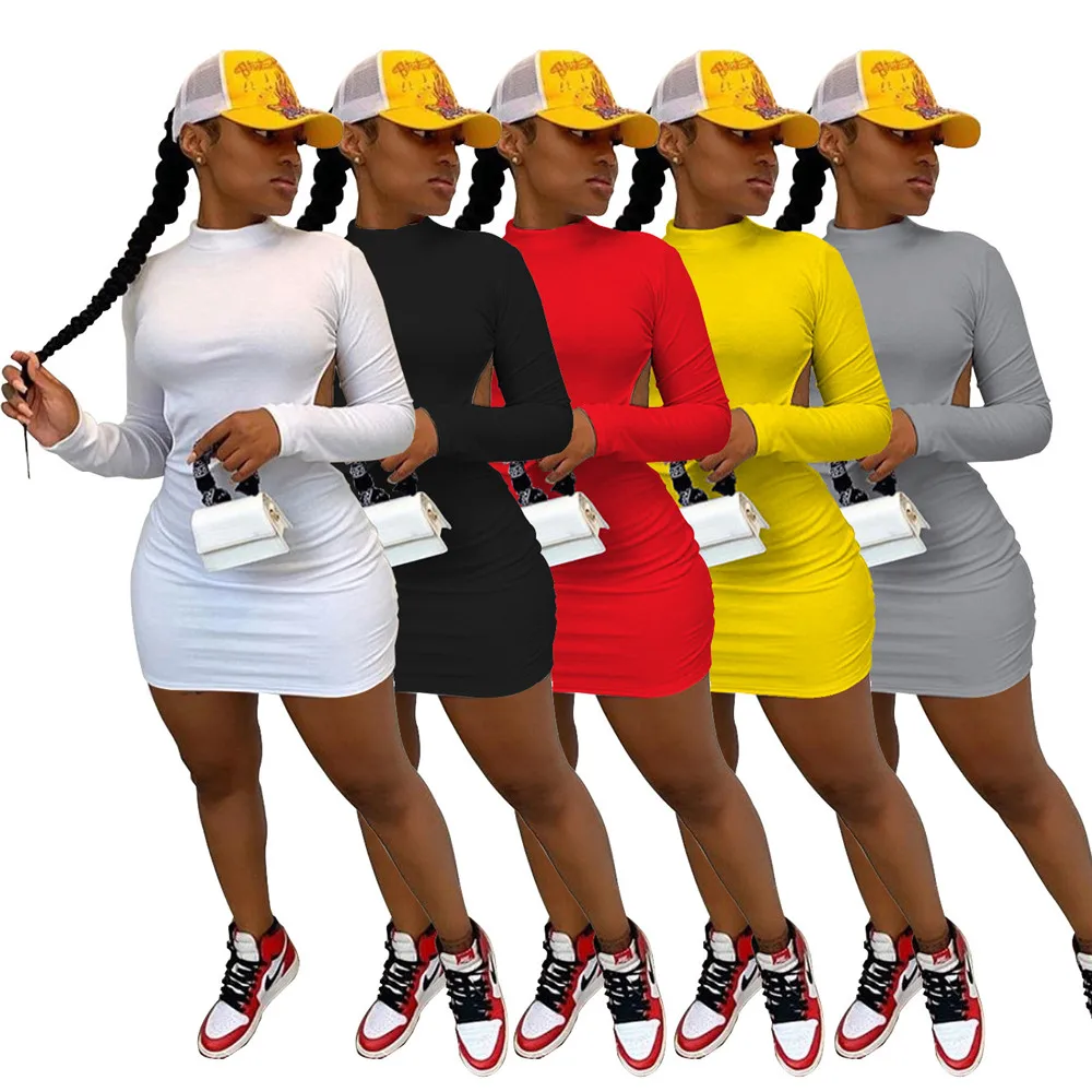 

Sexy Backless Long Sleeve Casual Dress 2020 Women Sheath Short Party Club Dress Ladies Streetwear Bodycon Mini T Shirt Dress