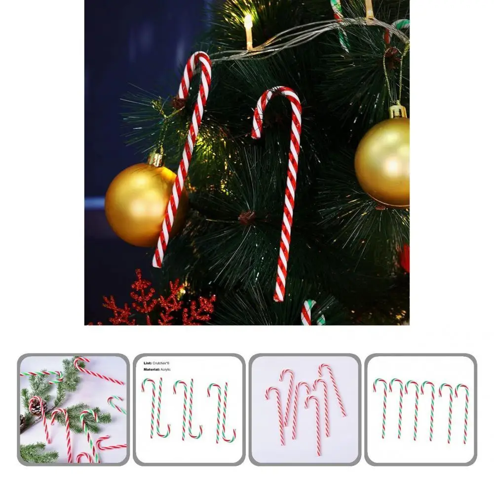 

Delicate Christmas Cane Wear-Resistant Lightweight Christmas Cane Pendant Christmas Crutch 6Pcs/Set