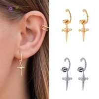 925 sterling silver ear buckle cross pendant hug earrings bohemian style hoop earrings fashion jewelry wedding banquet gifts