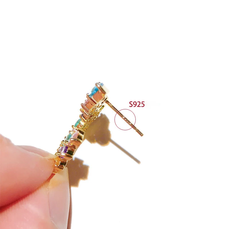 

Three-dimensional color flower earrings 210317-11