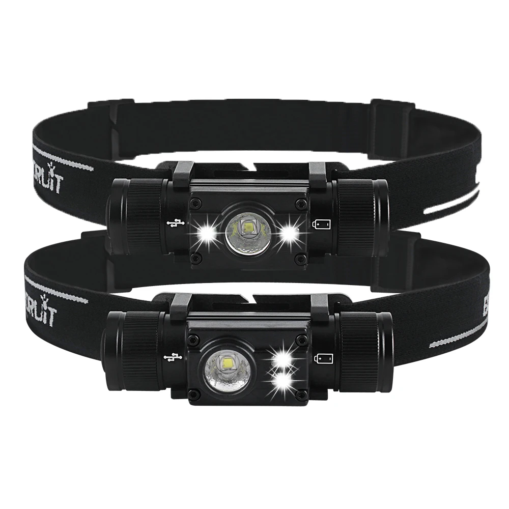 BORUiT LED Headlamp 7-Mode Powerful Waterproof Headlight Type-C Rechargeable Portable 18650 Head Torch for Camping Hunting