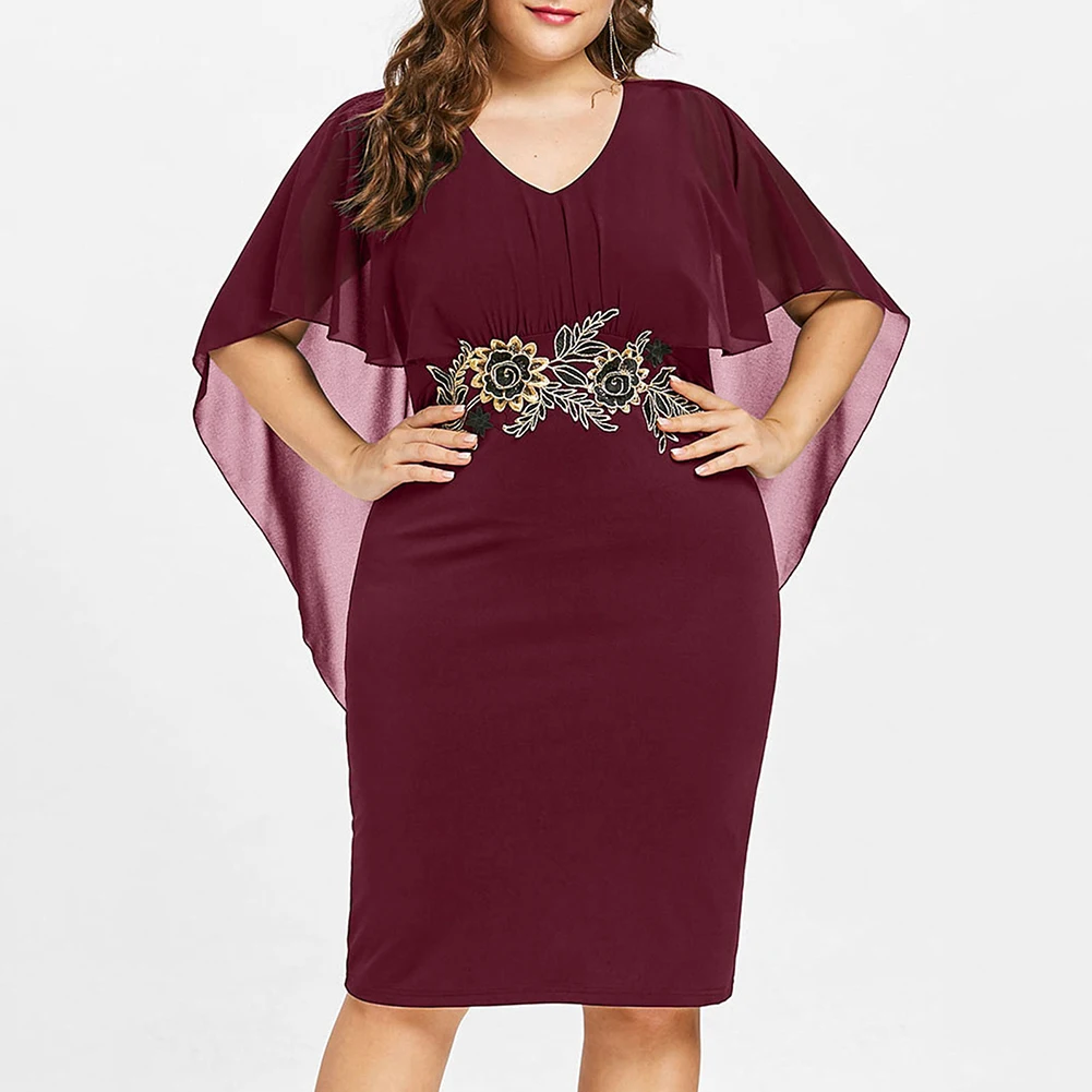 Размера плюс Для женщин однотонные Цвет накидка с цветочным узором и v-образной