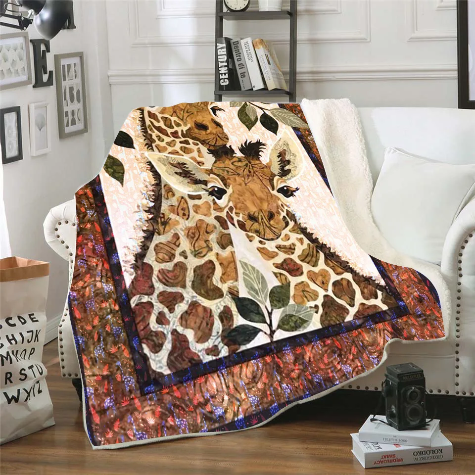 Giraffe 3D Printed Fleece blanket for Picnic Thick Fashionable Bedspread Sherpa Throw Blanket Drop Shipping