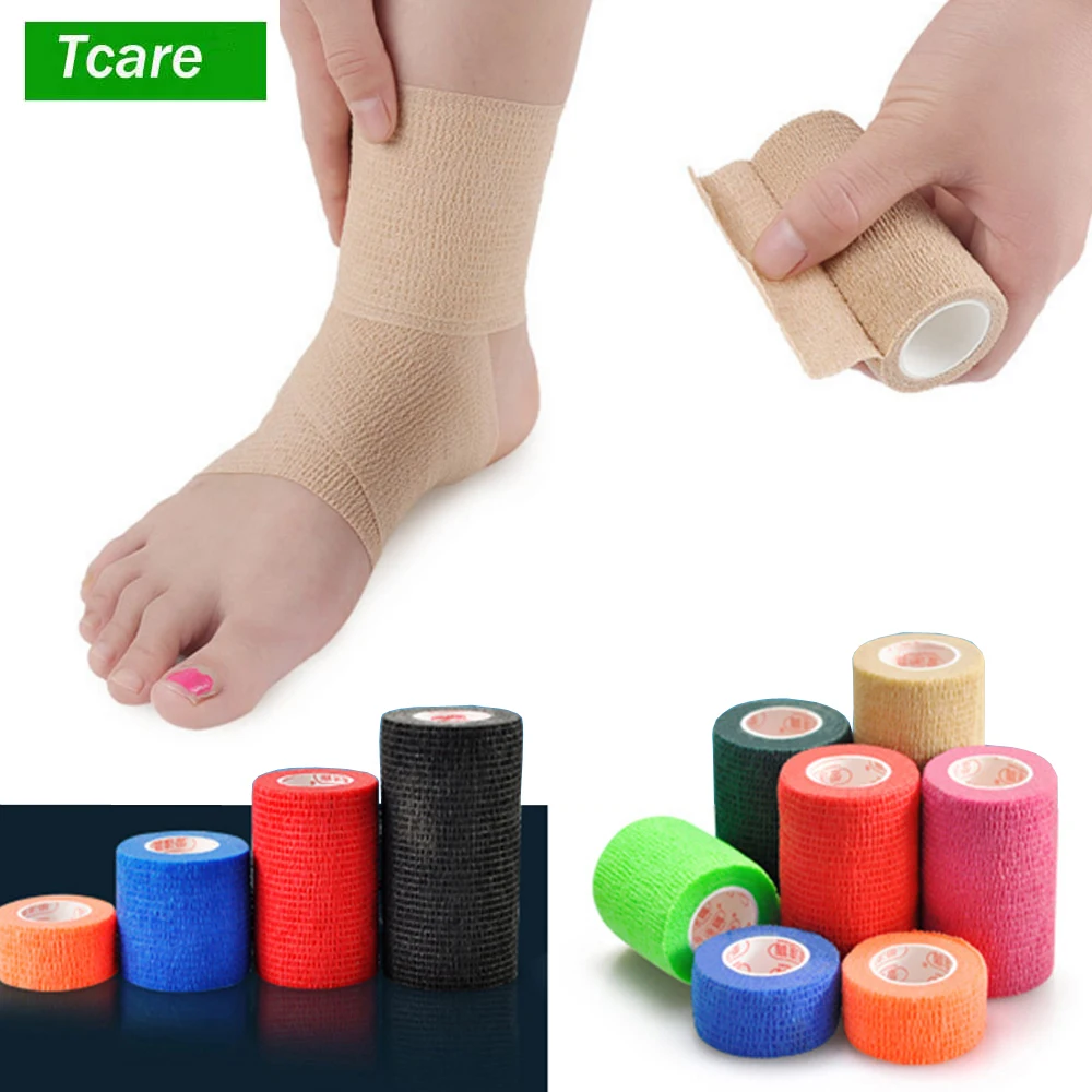 

Tcare 1Pcs Medical Wrap Tape Bulk, Self Adherent Rap Tape, Self Adhering Stick Bandage, Self Grip Roll, Power Flex Wrap