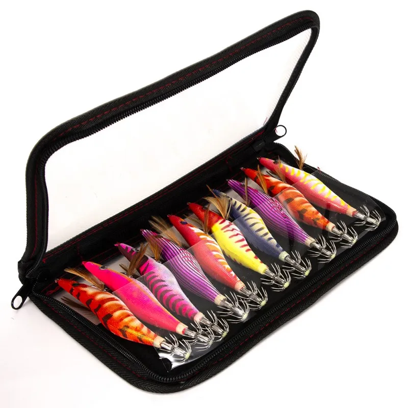 

New Fishing Lures 10pcs Spinner Lures Baits With Tackle Box, Shrimp Squid Tail Fishing Lures Kit Bionic Bait Luminous Bait Set