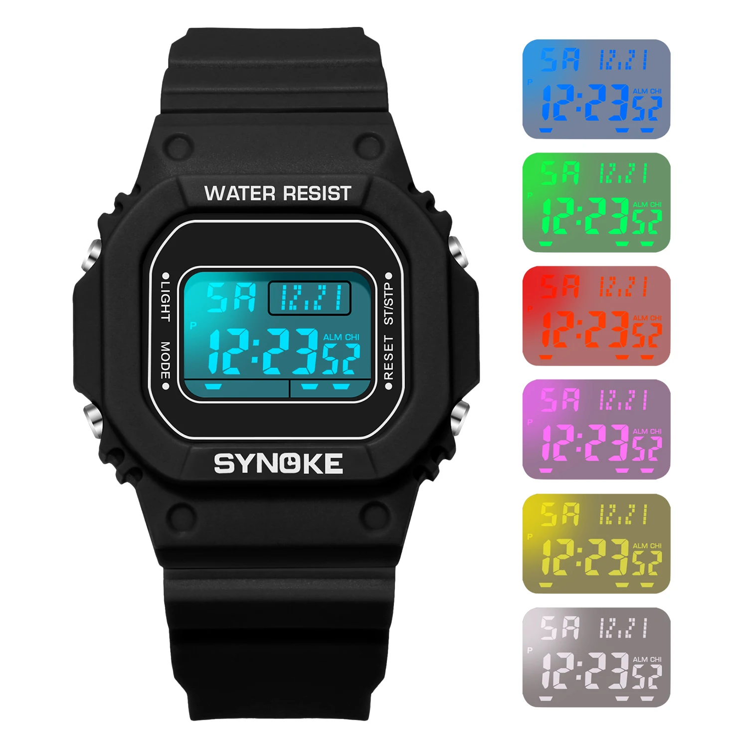 SYNOKE повседневные мужские и женские цифровые часы спортивные цветные светящиеся