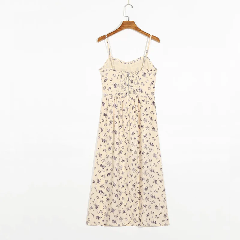 

Summer women's dress casual flower print slim strap dress Vestidos