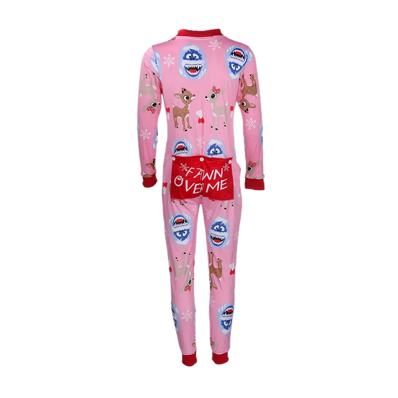 

Christmas Women's Jumpsuit Round Neck Long-sleeved Zipper Slim-fit Sexy Ladies' XMAS Cartoon Patterned Romper