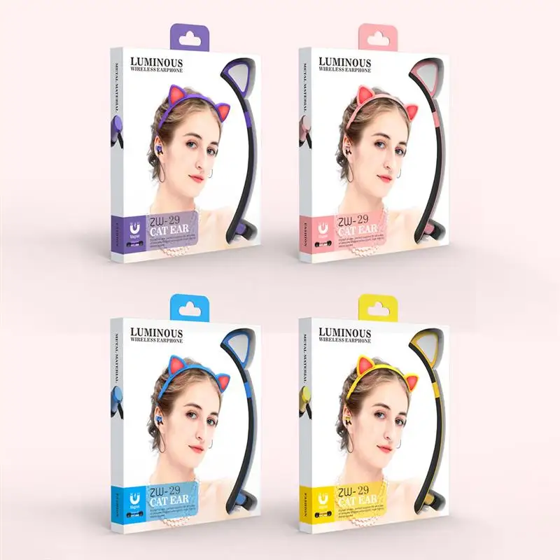 

New Cute Cat Ear Glowing Wireless Bluetooth Headphone w/Mic Support HSP HFP A2DP AVRCP Hifi Music Headset Sport Earphone