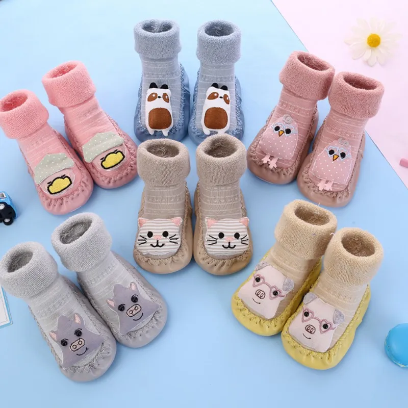 

1 pair Newborn Unisex Casual Socks Toddler Cute Cartoon All Seasons Slippers Kids Non-Slip Cotton Floor Socks