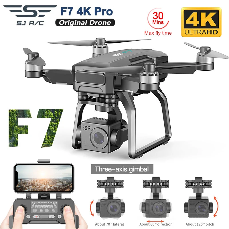 

SJRC F7 PRO GPS Drone 4K Dual HD Camera 3-Axis Gimbal Professional Aerial Photography 3KM Brushless Quadcopter VS F11 4K Pro