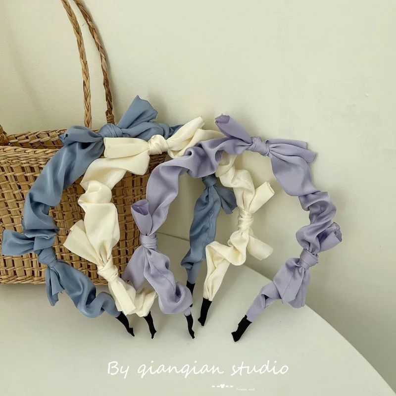 Повязка для волос женская с бантом широкий ободок в винтажном стиле аксессуар 2021