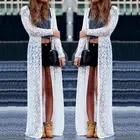 Новинка; Модные женские туфли для женщин с длинным рукавом с цветочным рисунком кружевное пляжное длинное кардиган Повседневный Белый бикини накидка Ups пляжная одежда